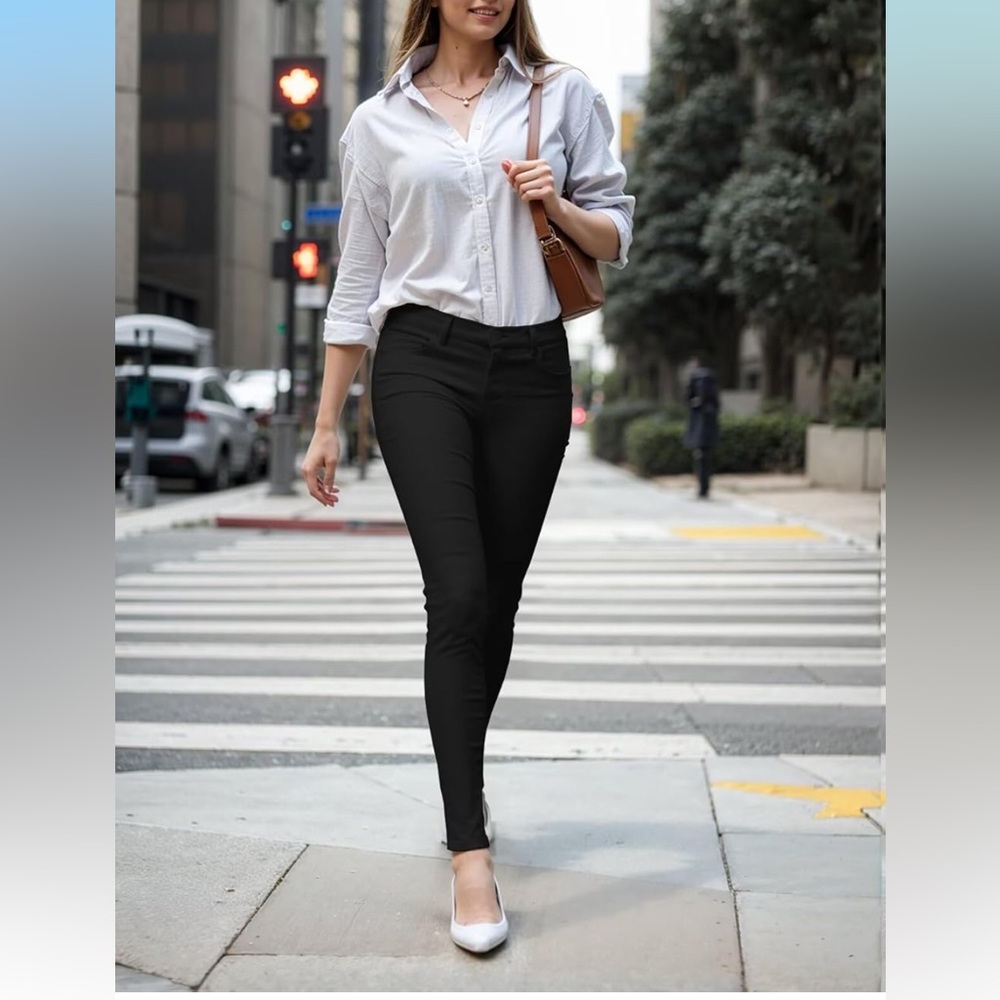 Hybrid & Company Womens Hyper Ultra Stretch Comfy Skinny Leg Pants BLACK M NWT - Picture 6 of 6